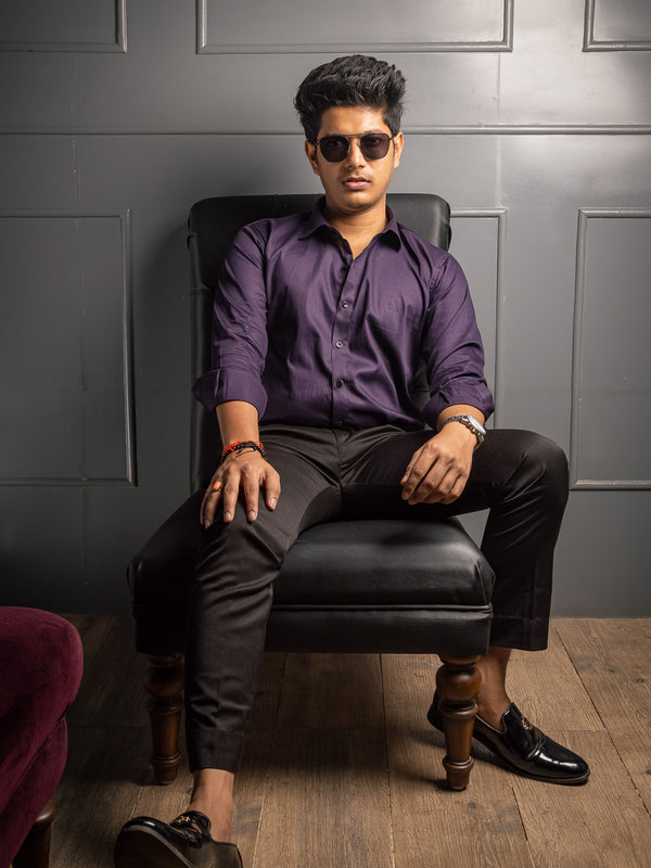 Premium Wine Textured Slim Fit Pure Cotton Shirt