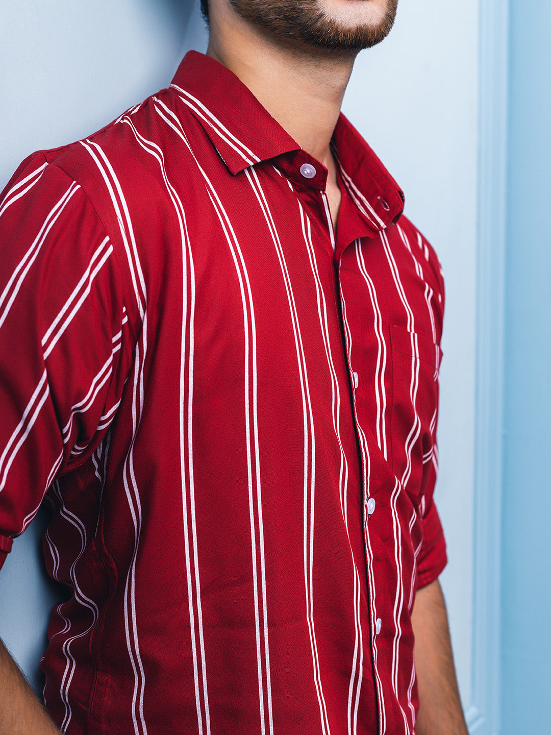 Red Stripes Premium Rayon Slim Fit Shirt