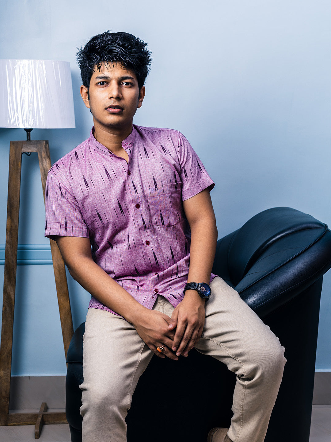 Dark Pink Handwoven Ikat Shirt