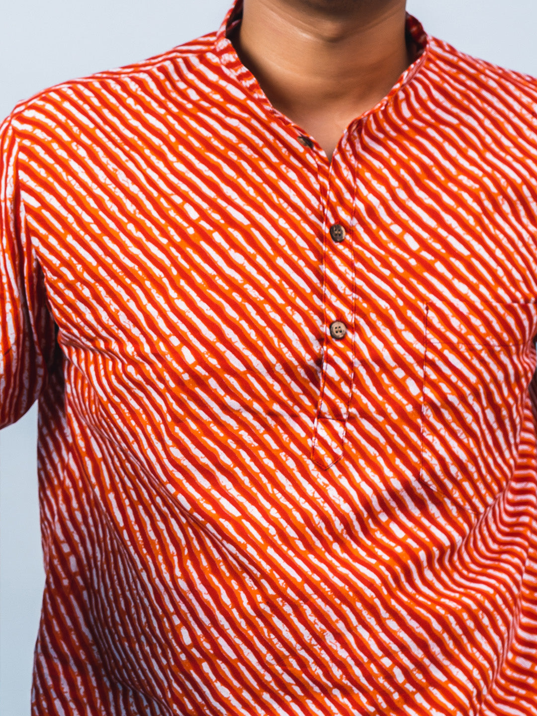Red Lehriya Handblock Printed Short Kurta
