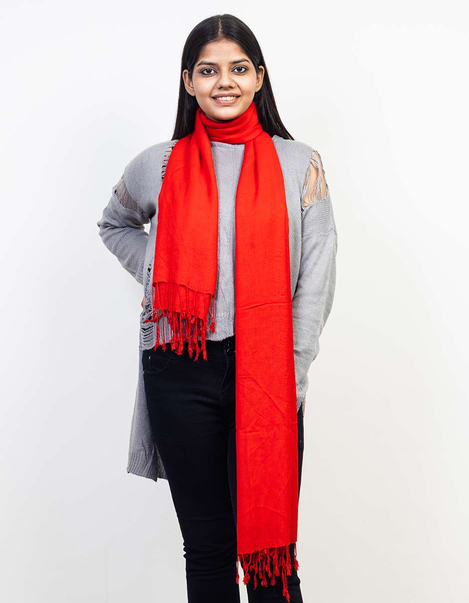 Red Unisex Premium Rayon Full Length Stole