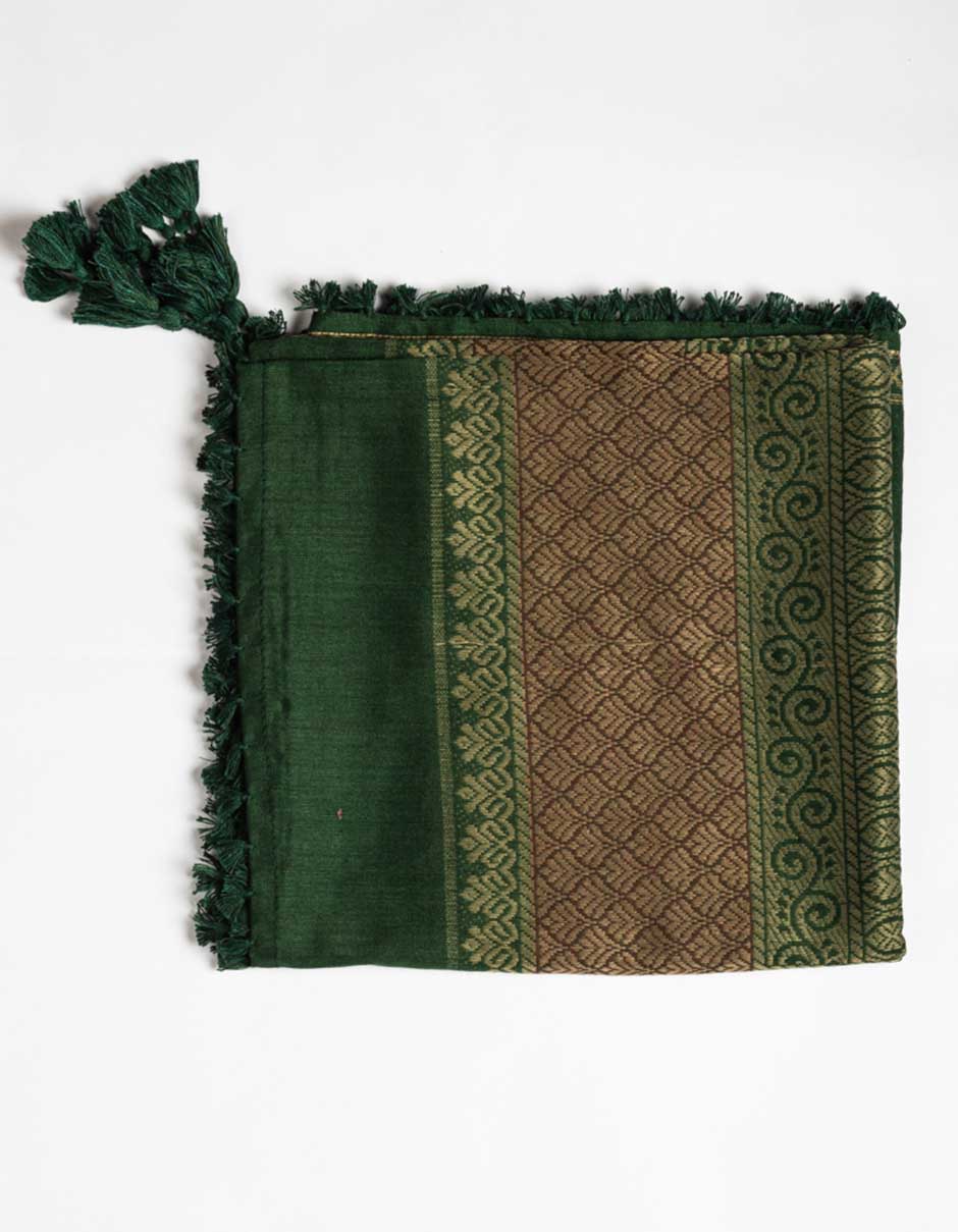 Javinishka Bottle Green with Maroon Embroidered Traditional Unisex Scarf